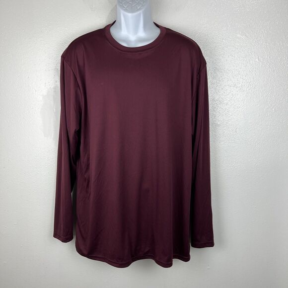 BAW Long Sleeve Shirt Men XL Burgundy Dry Fit Athletic Performance Xtreme-Tek - Picture 11 of 11
